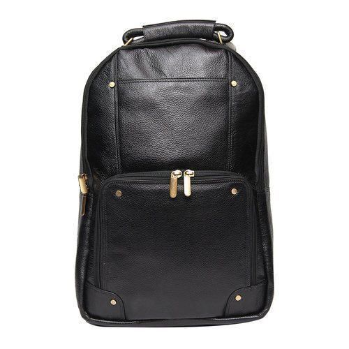 Black Leather Laptop Backpack