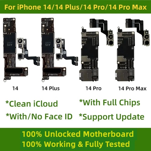 Original Motherboard For iPhone 14 14Plus 14 Pro Max Logic Board with Face Id