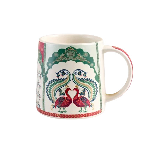 300ml Elegant Peacock Print Ceramic Mug