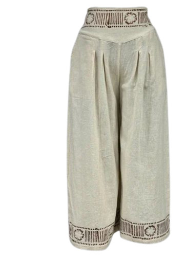 Cream Ladies Hand Block Printed Palazzo - Design: Standard