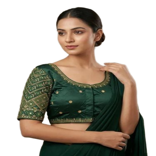 Green Designer Sequence Work Blouse