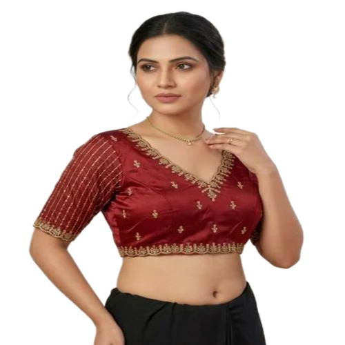 Red Designer Sequence Work Blouse