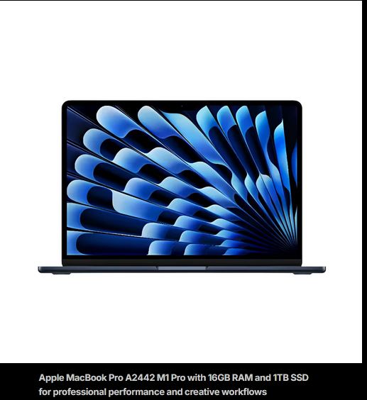 Apple MacBook Pro 14 Inch A2442 M1 Pro 16GB RAM 1TB SSD Laptop (2021)