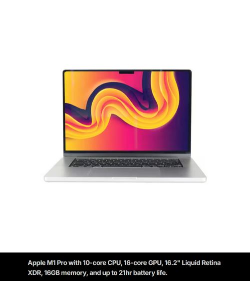 Apple MacBook Pro 16 Inch A2485 M1 Max 32GB RAM 512GB SSD Laptop (2021)
