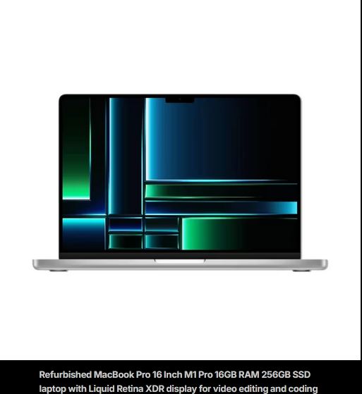 Apple MacBook Pro 16 Inch A2485 M1 Pro 16GB RAM 256GB SSD Laptop (2021)
