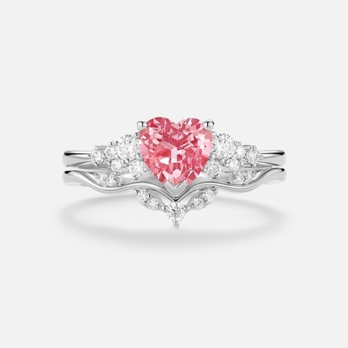 Pink Sapphire Heart Stone Ring