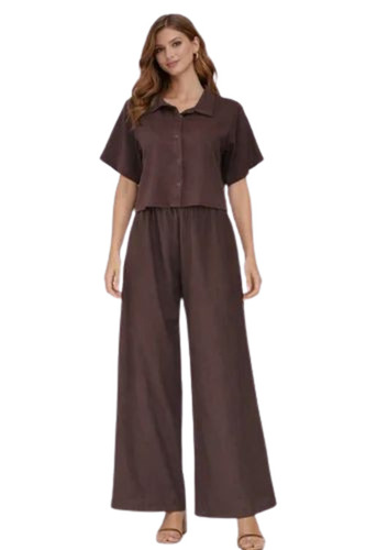 Brown Women Cotton Co Ord Set
