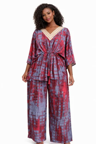 Maroon Women Cotton Co Ord Set - Color: P
