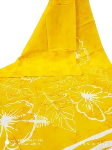 Yellow Color Cotton Mull Mull Saree