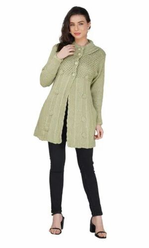 Dark Sea Green Ladies Woolen Sweater