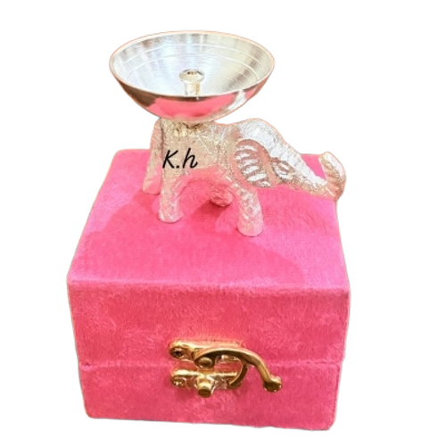 Elephant Diya - Color: Silver