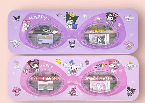 Goggle Shaped Pencil Box With Stationary