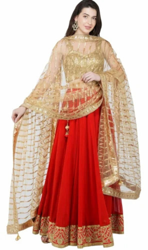 Ladies Golden Lace Border Net Dupatta