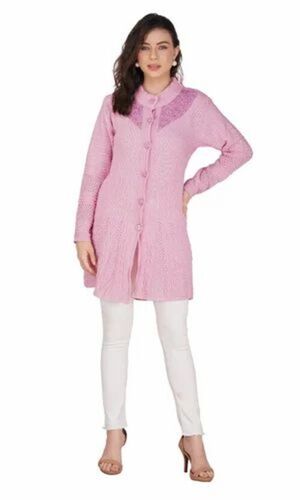 Ladies Lavender Color Woolen Cardigan