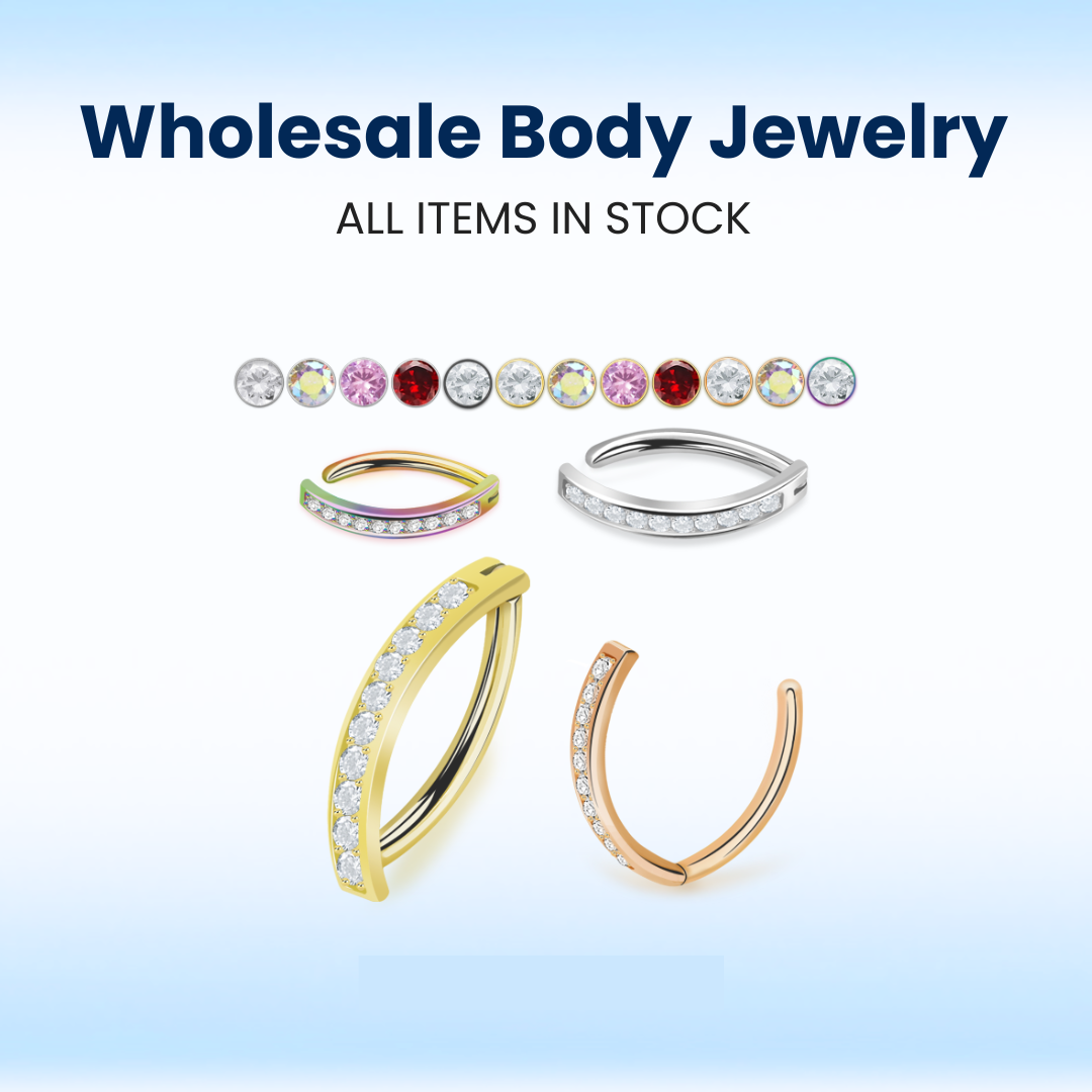 Wholesale 316l Surgical Steel Hinged Belly Banana With Pave Set Cz Stones - Capacity: 500 Pcs/min