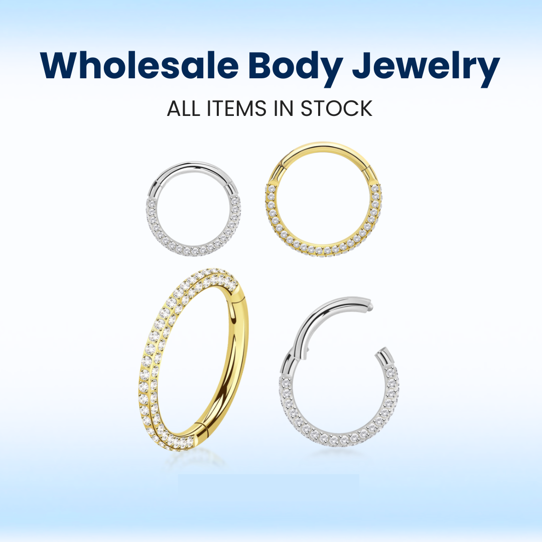 Wholesale Titanium Hinged Segment Ring With Pave Set Cz Stones - Color: White