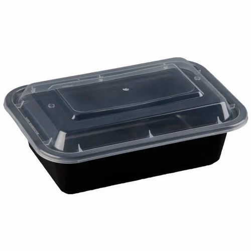 Black Rectangular Disposable Plastic Container