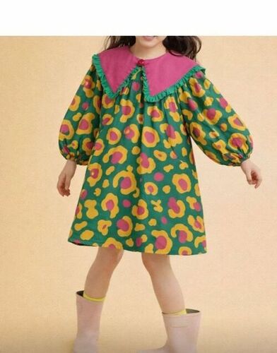 Greenish Pink Girls Designer Kids Frock