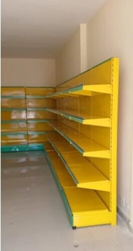 5Ft Supermarket Display Rack - MS, 5 Foot, Yellow, Polish Finish | Anti Rust, Easy To Install, Delivered On Time