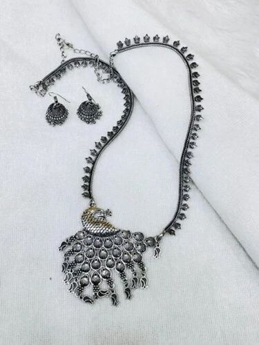 Brass Oxidized Party Wear Necklace Set