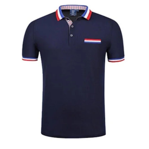 Navy Blue Poly Cotton Polo Neck Corporate T Shirt