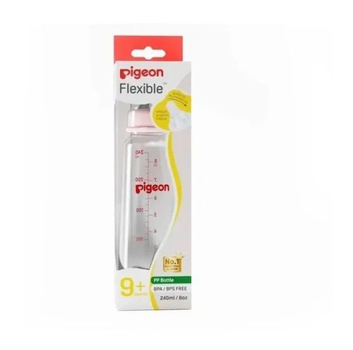 Pigeon Flexible Plastic Bottle Peristaltic Baby L for 9 Plus Months Babies 240ml 8oz Pink