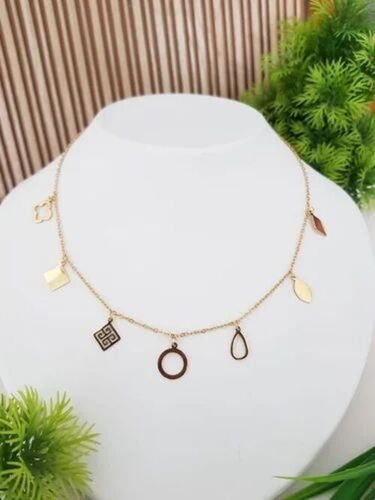 Stylist Stainless Steel Gold Plated Chain Pendant