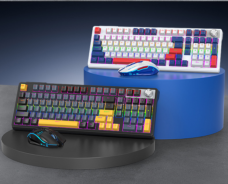 T-Wolf Tf780 The Third Mock Examination Mechanical Keyboard Set Rgb Bluetooth Keyboard Mouse Hot Plug Full Button Non Impact - Application: Computer