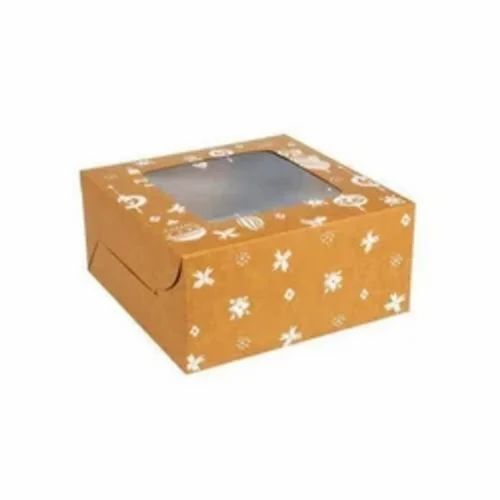 Brown Printed Cake Boxes