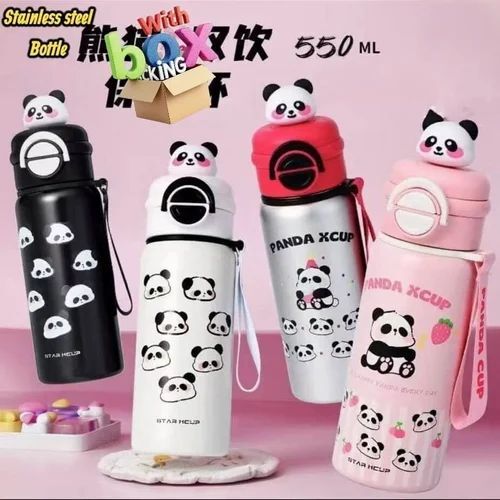 550ml Panda On Cap Vacuum Insulated Water Bottle