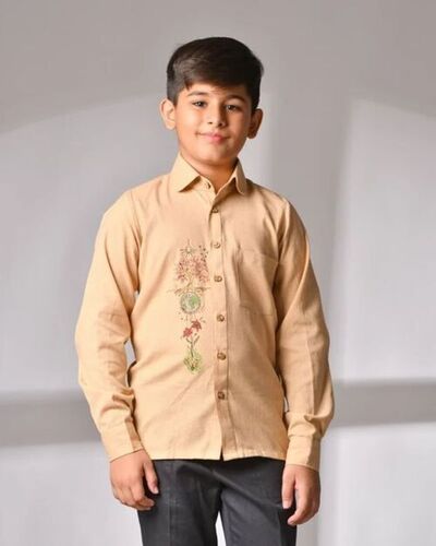 Brown Hand Painted Full Sleeve Shirt