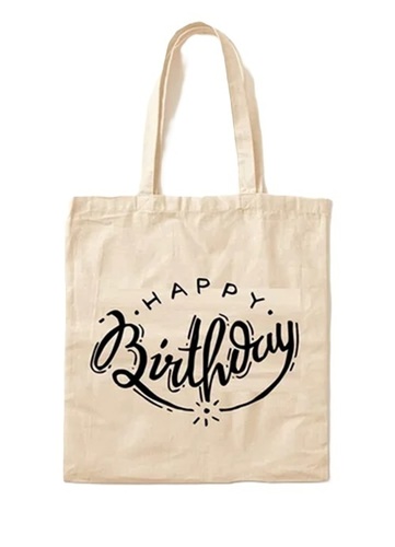 Happy Birthday Print Cotton Bag