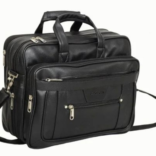 Leather Laptop Side Bag - Color: Black