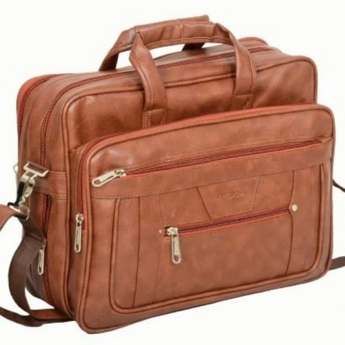 Vegan Leather Laptop Bag - Color: Tan