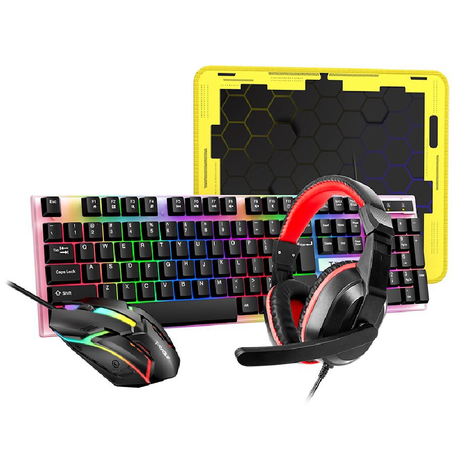 T-Wolf Tf240 Gaming Keyboard Mouse Earphones Mouse Pad Set Four Piece Set In One - Application: Computer