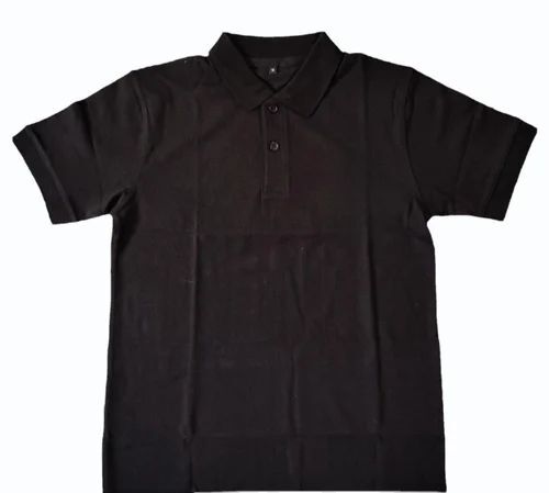 Black Half Sleeves Polyester T Shirt