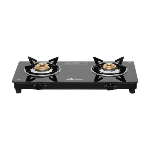 Black Two Burner Gas Stove - Features: Durable