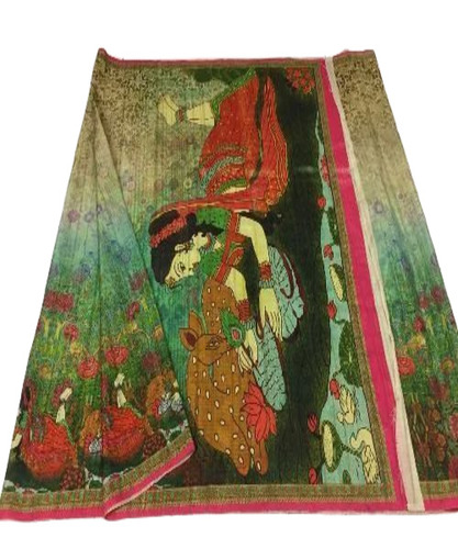 Digital Printed Dupatta - Silk Multicolor, Stitched Ethnic Pattern | Anti-Wrinkle, Breathable, Washable