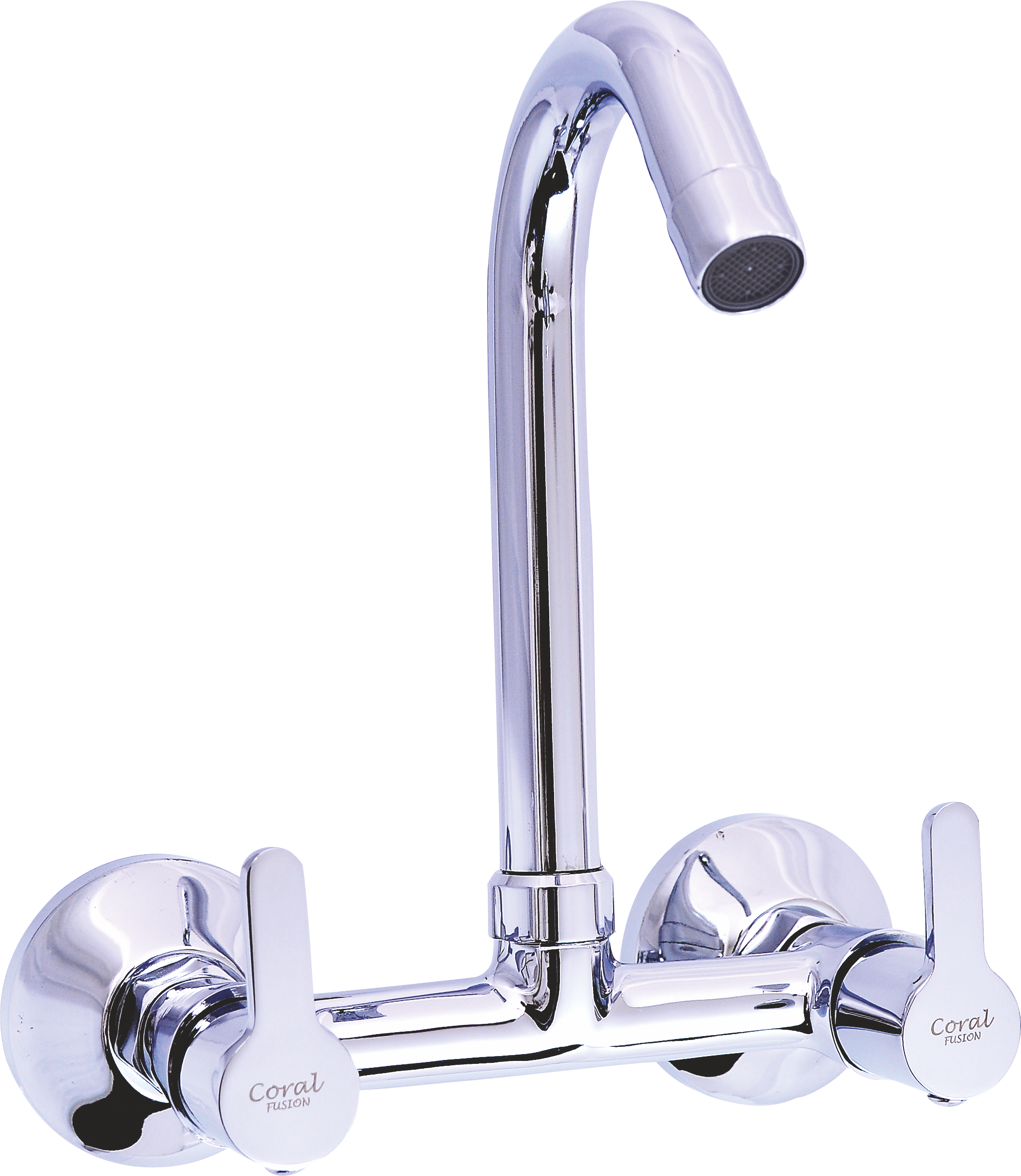 Fusion Wall Mounted Deck Sink Mixer - Color: Silver