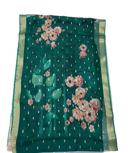 Green Fancy Printed Dupatta - Silk, Multicolor | Comfortable, Shrink Resistant, Washable
