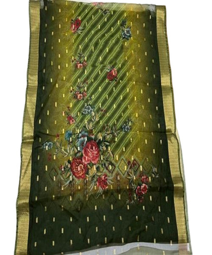Green Printed Dupatta - Silk, Multicolor, Printed Pattern | Shrink Resistant, Comfortable, Washable, Breathable, No Fade