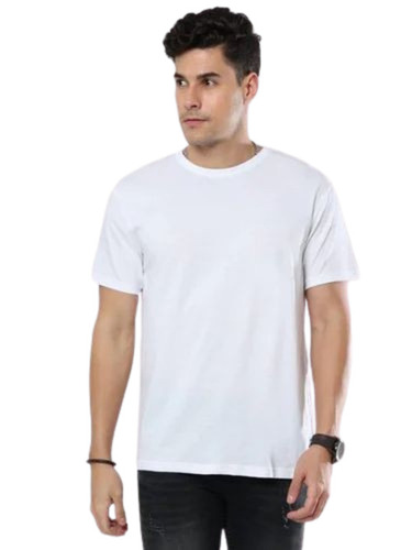 Men White Color Plain T Shirt