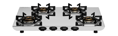 Silver Four Burner Gas Stove - Features: Durable