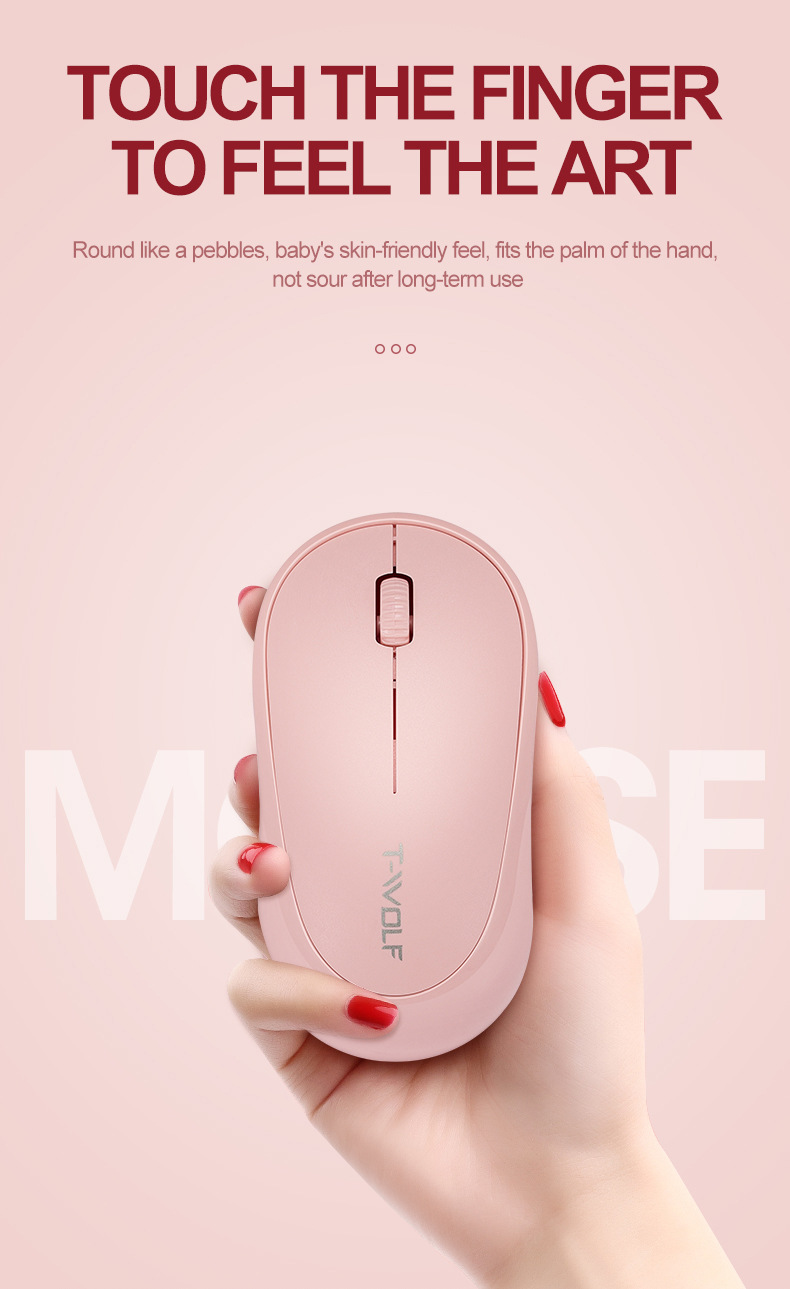 T-Wolf Q18 Wireless Mouse Battery Portable Laptop Office Universal - Available Color: Pink