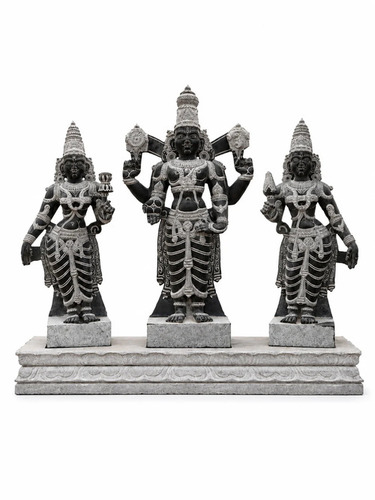  3.5 Ft Vishnu With Lakshmi And Bhoo Devi Statue