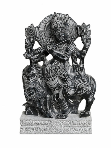 1 Ft Lord Krishna Statue - Color: Black