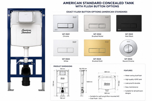 American Standard Concealed Tank With Button - Color: White