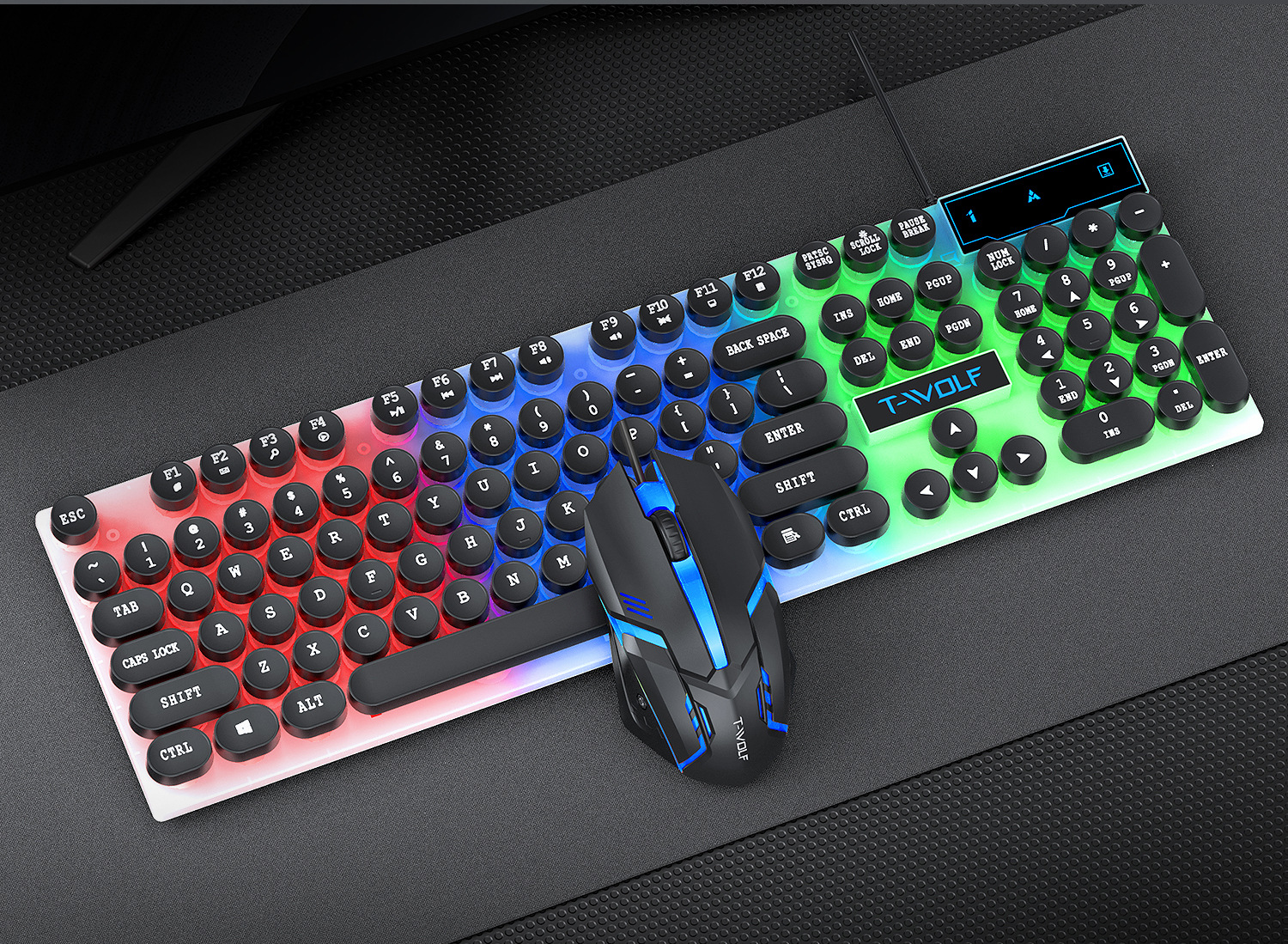 T-Wolf Tf210 Gaming Keyboard And Mouse Set Luminous Esports Wired Punk Round Cap Keyboard And Mouse - Application: Computer