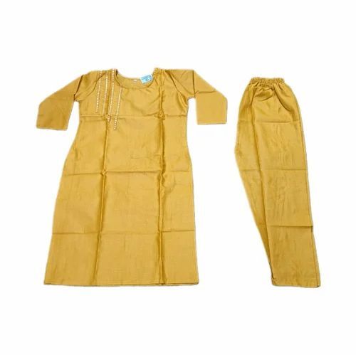 Yellow Color Cotton Kurti Pant Set