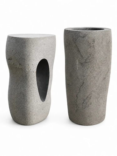 3.6 ft Ornamental Temple Stone Pillars Pair